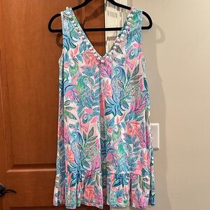 Lilly Pulitzer Tropical Print Sleeveless Shift Dress in Pink, Blue, Green